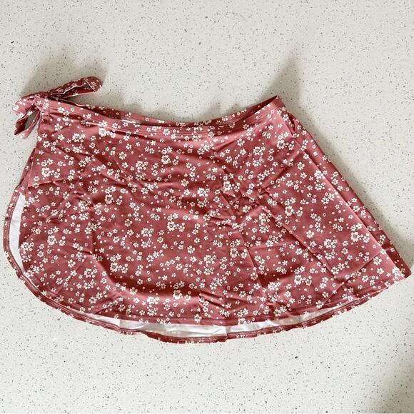 Andie Swim Sarong Bottom Side Tie Skirt Coverup Ditsy Floral Rose Pink Size S - Picture 5 of 6